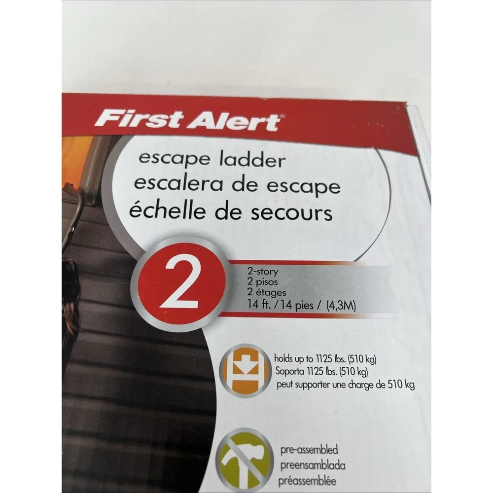 First Alert Two Story Fire Escape Ladder 14 ft Steel holds 1125 pounds
